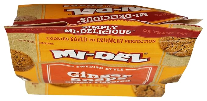 Mi-Del Cookies Ginger Flavored Snaps - Non GMO Certified, 0g Trans Fat Swedish Ginger Snaps Cookies Old Fashioned (Pack of 1)