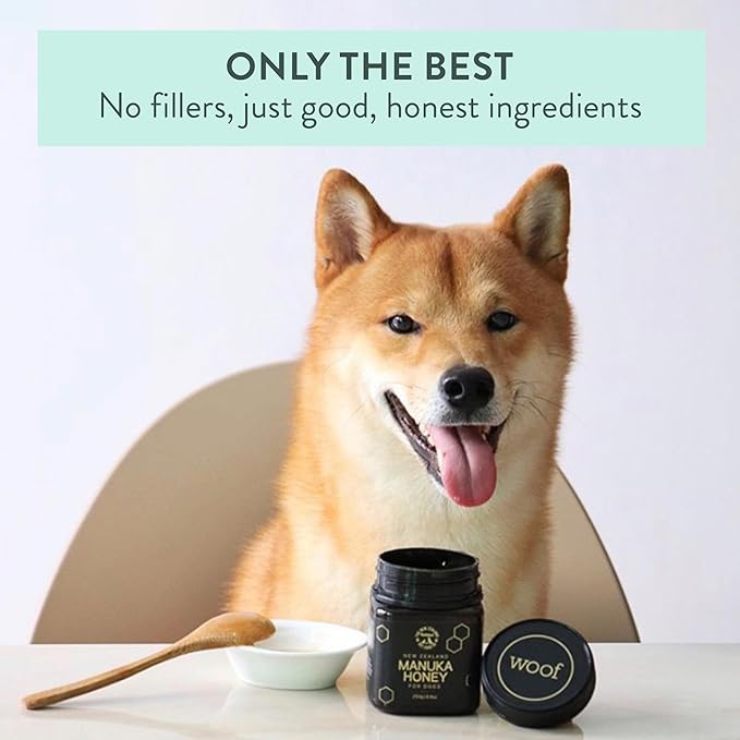 The New Zealand Natural Pet Food Co Woof Dog Treats - Manuka Honey, Dog Treats Small & Large Dog, Natural, Topper or Dog Treat, 8.8oz