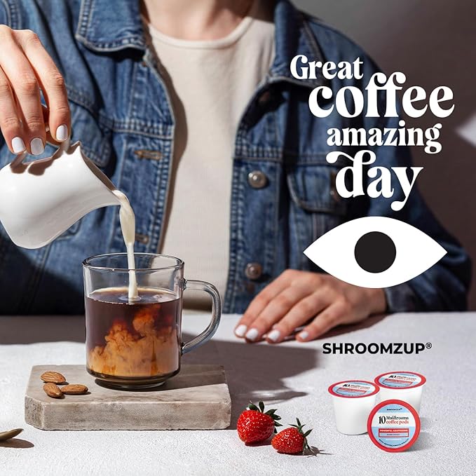 Shroomzup Mushroom Coffee K Cups 12 Pods - 10 Mushroom Coffee with Ashwagandha and Shilajit - Dark Roast Single Serve K-Cup Pods