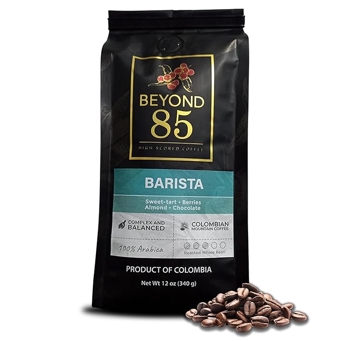 Beyond 85 Barista Colombian Coffee ??Espresso - 340g Whole Bean Dark Roast ??Bold & Smooth Beans for Espresso, Drip & French Press ??Rich Blend with Chocolaty & Nutty Notes