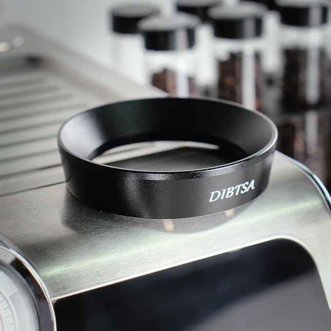 Magnetic Espresso Dosing Funnel, Coffee Dosing Ring, Anodized Aluminum with 8 Magnetized Compatible with 58mm Portafilter, Black