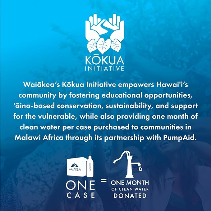 Waiākea - Hawaiian Volcanic Water - Naturally Alkaline Water - pH Range 7.6 to 8.2 - All Natural Minerals & Electrolytes - 100% Recycled Water Bottles - Bottled Water 24 Pack - 16.9 Fl Oz, 500 mL