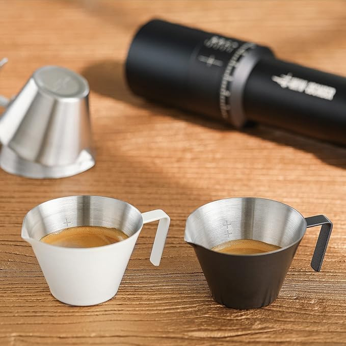 MHW-3BOMBER Espresso Measuring Cup 2 Pack Double Shot Espresso Cups Stainless Steel Coffee Bean Dosing Cup Espresso Machine Accessories (Matte Black) G6197B-OS
