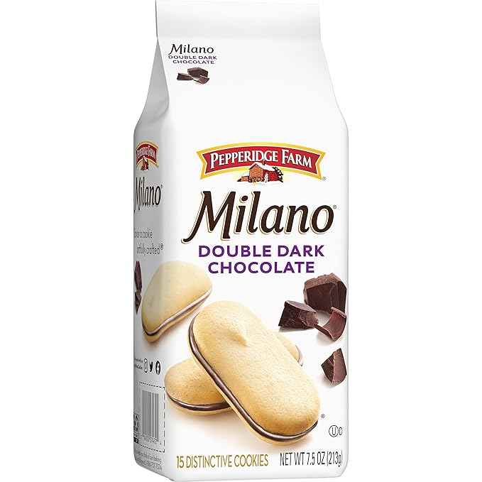 Pepperidge Farm Milano Double Dark Chocolate Cookies, 7.5 OZ Bag (15 Cookies)