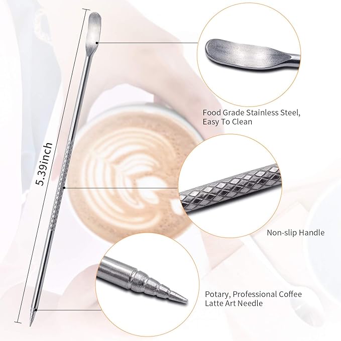 Stainless Steel Espresso Milk Frothing Pitcher - 12OZ/350ML Coffee Milk Frother Cup with Decorating Art Pen for Espresso Machine, Latte Art