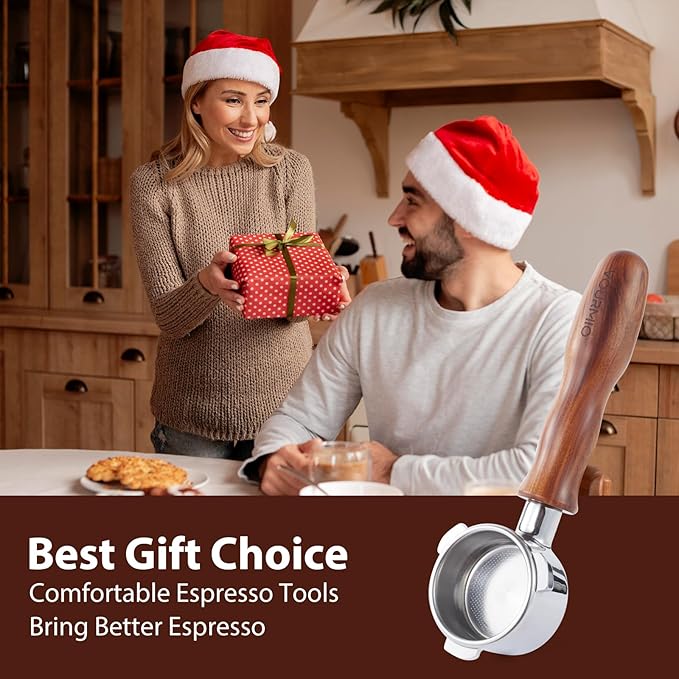 54mm Bottomless Portafilter - Breville Compatible Naked Portafilter, Rosewood Handle & 18-20g Filter Basket & Puck Screen Included, Fits Barista Express, Pro, Touch, Bambino Plus, Infuser