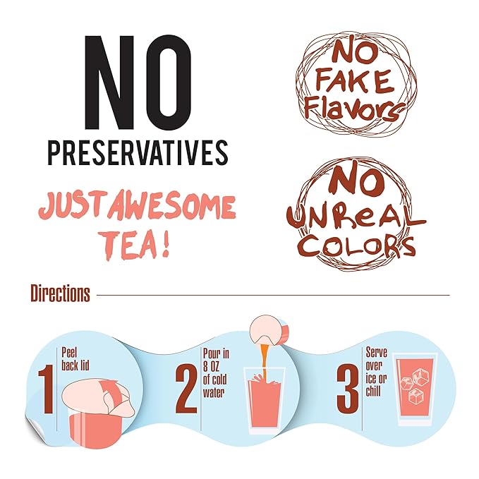 Ted's Tea by Java House - Single Serve Liquid Concentrate Pods - Peel and Pour - White Peach Green Tea - Case of 48