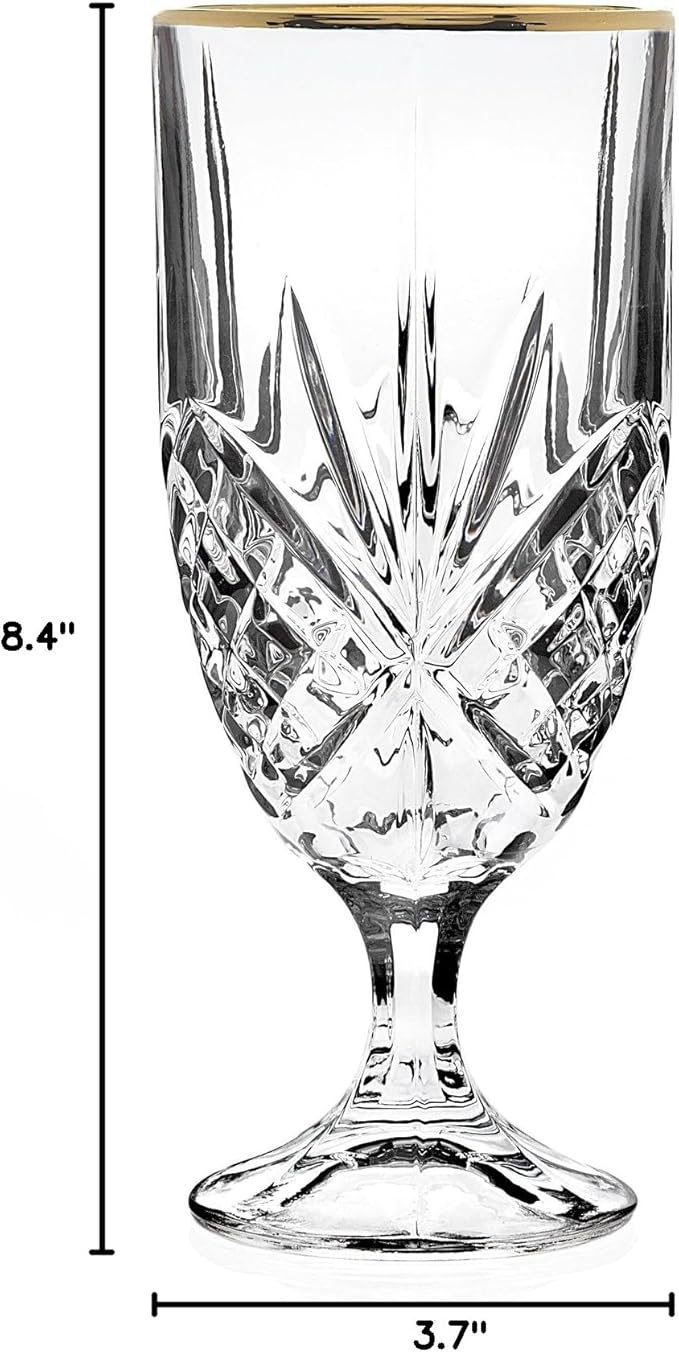 Godinger Iced Beverage Glasses, Gold Banded - Dublin Crystal, Set of 4