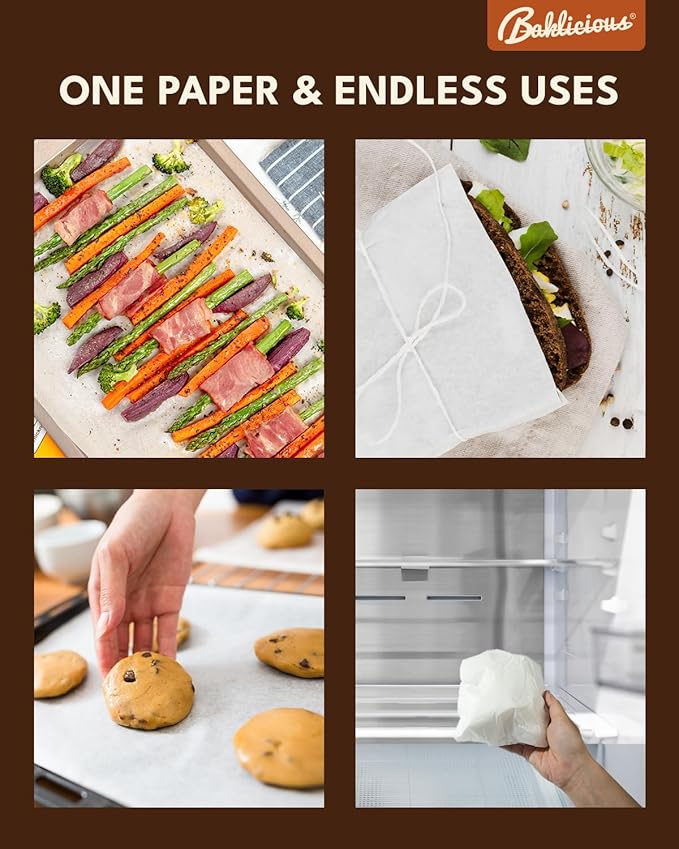 220 Pcs 9x13 In Parchment Paper Sheets, Baklicious Pre-Cut Non-Stick Parchment Baking Paper for Air Fryer, Oven, Bakeware, Steaming, Cooking Bread, Cupcake, Meat, Cookies