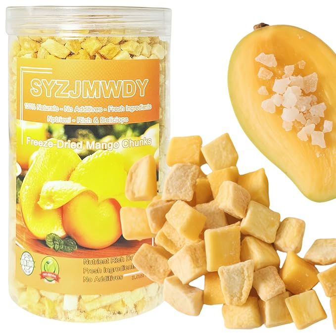 Premium Freeze-Dried Mango Slices 4.2oz (120g) - 100% Sweet Mango, No Sugar Added | Perfect for Smoothies, Baking & Snacks | Dried Fruit
