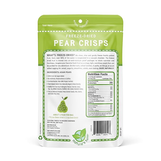 Nature?™s Turn Freeze-Dried Fruit Snacks, Pear Crisps, Pack of 24 (0.35 oz Each)