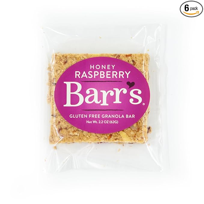 Mrs. Barr’s Natural Foods Granola Bars | Honey Raspberry | Certified Organic Gluten Free Oats | Soft Texture | Small Batch | Gourmet Quality | Real Ingredients | 2.2 Ounces (6 Pack)