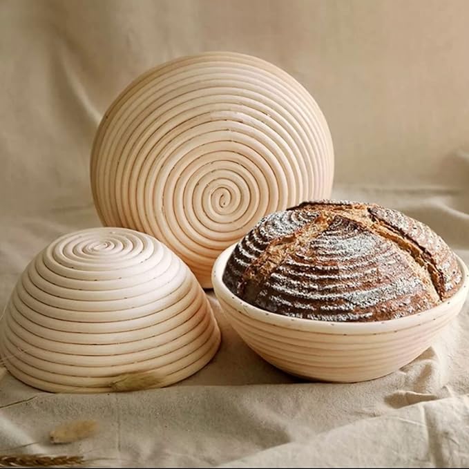 7 Inch Round Bread Banneton Proofing Basket Set of 2 Sourdough Proofing Basket kit for Artisanal Baking ??Bread Making Tools For Professional & Home Bakers (7 inch round- 2 pack)
