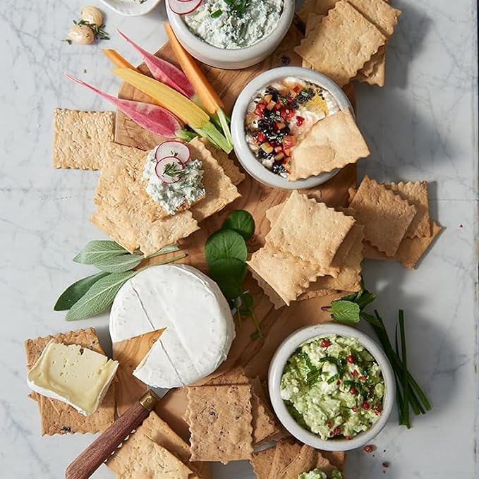 Rustic Bakery Handmade Sourdough Flatbread Cracker Bites - Rosemary & Olive Oil - Rosemary Charcuterie Crackers for Cheese Platters or Snacking - Made in California - Pack of 4, 6 Oz Bags