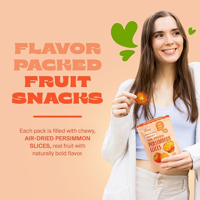Whitney Jordan Naturals Air-Dried Persimmon Slices | Dried Fruit Snack Made from Real Persimmons | No Sugar Added, Gluten-Free, Vegan, Chewy Real Fruit for Clean Snacking | 16 Oz, Pack of 2
