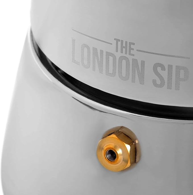 London Sip Stainless Steel Stovetop Espresso Maker Moka Pot Italian Coffee Percolator, Matte Black, Large (16.9 oz)