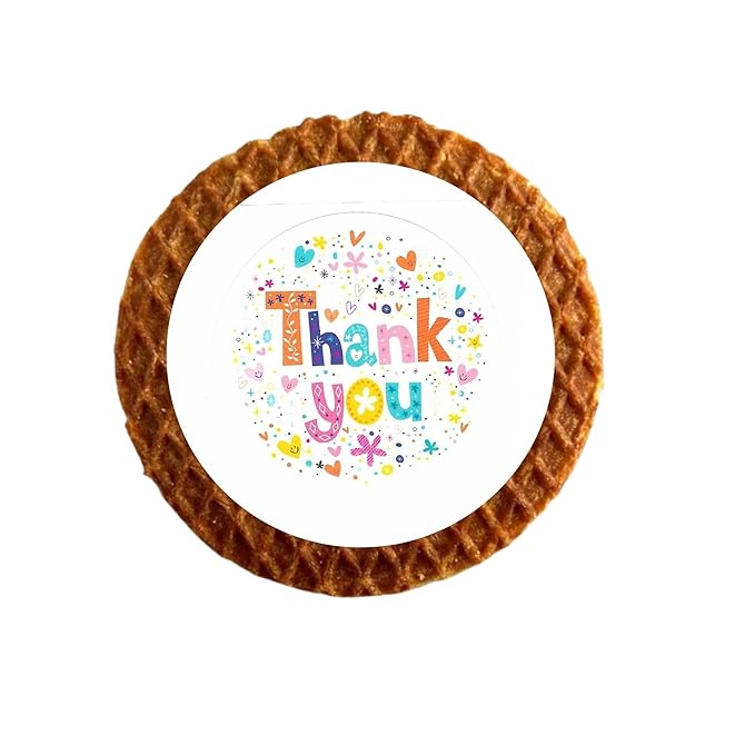 DeReuze Stroopwafels Gift Set – Authentic Caramel Waffle Cookies in Decorative Purple Tulip Tin – Gifts from Netherlands with Messages – Unique Food Gift for Any Occasion (Thank You)