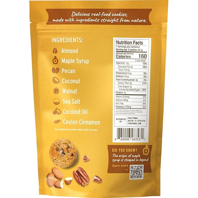 Ona Maple Pecan Cookies, Ready to eat, Gluten free, Grain free, Dairy free, Paleo, Vegan, Made with Maple Syrup