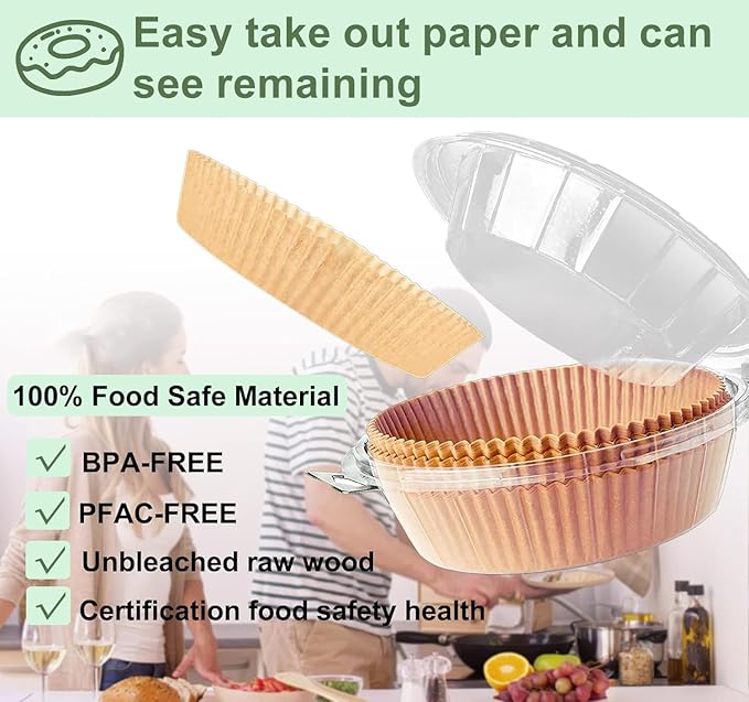 Air Fryer Liners,Disposable Airfryer Paper Liners,Non-Stick Oil-proof Water-proof for Easy Cleanup, Great for Oven, Pans & Baking,8??Round for 4-8 qt Air Fryer, Steamer, Roasting,Microwave,120 Pcs