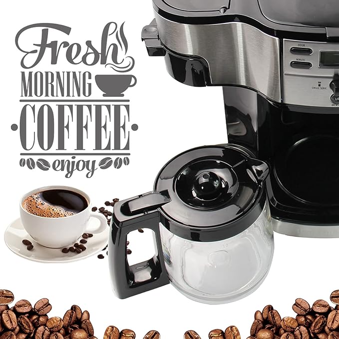 12-Cup Replacement Coffee Carafe Pot only Compatible with Hamilton Coffee Maker, Machine, Brewer Models 49980A, 49980Z, 49983, 49618, 46300, 46310, 49976, 49966, 49350 | Black