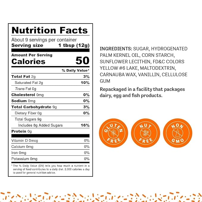 Judee's Orange Sprinkles 4 oz - Gluten-Free and Nut-Free - Brighten Up Your Baked Goods - Great for Cookie and Cake Decoration - Use for Baking and as Dessert and Ice Cream Toppings