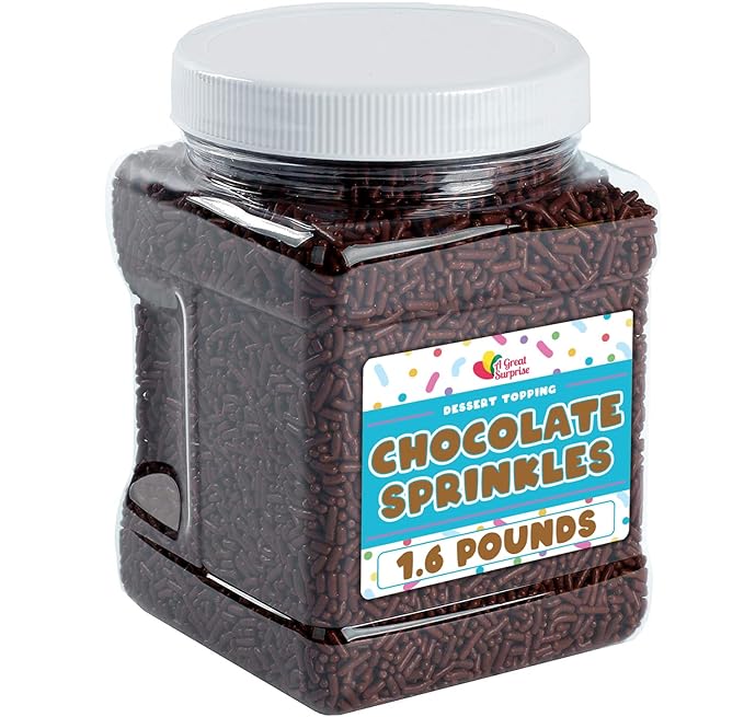 Chocolate Sprinkles - 1.6 Pounds - Brown Jimmies - Chocolate Football Sprinkles for Ice Cream, Cake Decorating, Cookies, Cupcakes, Brownies