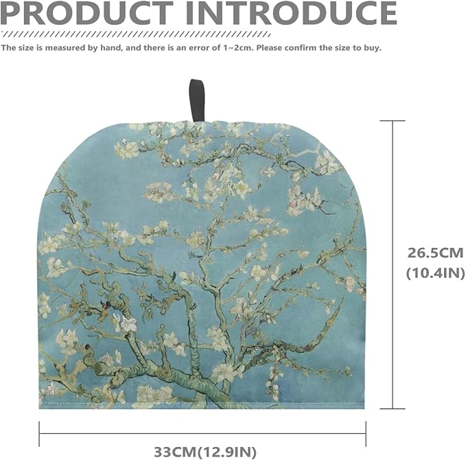 Machine Washable Tea Cozy for Teapot Stylish Almond Blossom Oil Painting Tea Cosy Fabric Quilted Padding & Heat-Proof Teapot Cover Customized Soft Tea Cozy for Household Kitchen竊뉰lue竊?"<div>