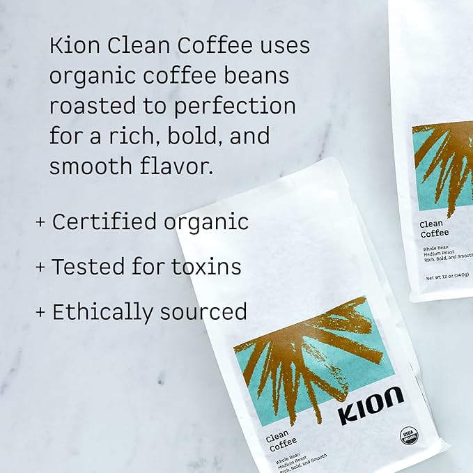 Kion Organic Ground Coffee, Tested for Toxins, Ethically Sourced, Rich, Bold, and Smooth, Medium Roast 12 Oz (3 Pack)