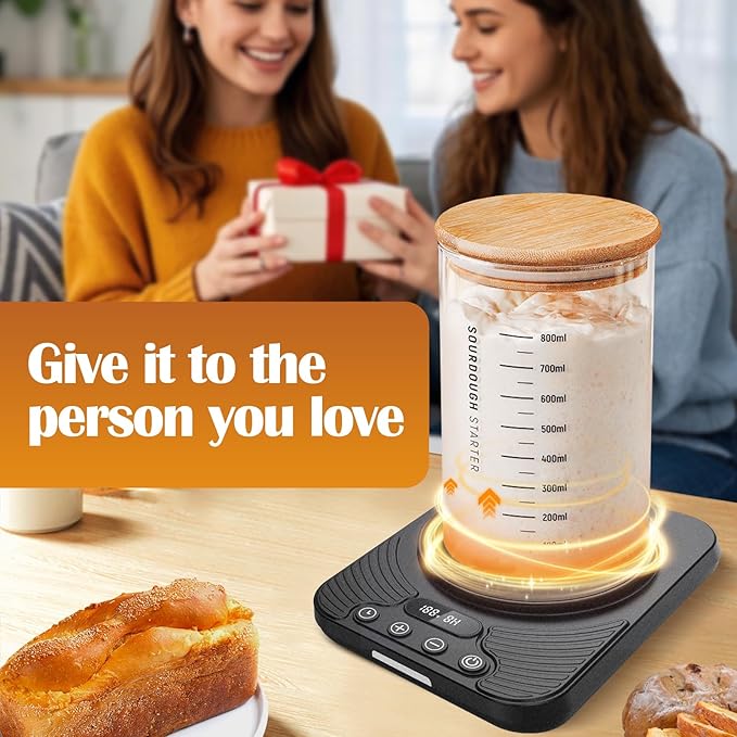 2025 Upgrade Sourdough Starter Warmer,Temperature Control Range 70°F-110°F, Accurate to 1°F, with Timer Switch Function(0-24 hours),Powered by USB.(Black)