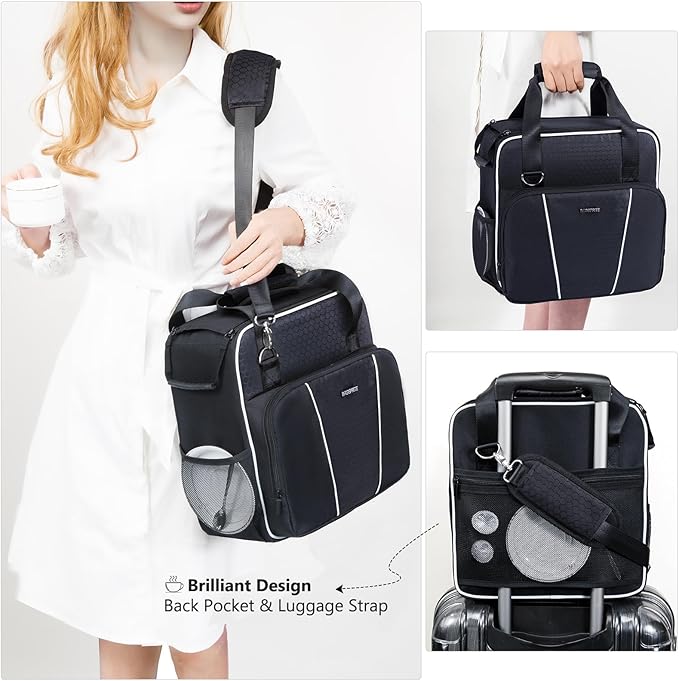 BAGSPRITE Coffee Maker Travel Bag Compatible with Keurig K-Mini or K-Mini Plus, Single Serve Coffee Brewer Carrying Case with Multiple Pockets for K-Cup Pods, Storage Bag With Shoulder Strap