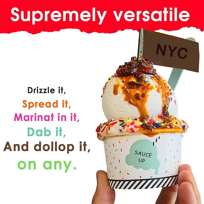 SAUCE UP 100% Natural Artisan Chili-Crisp 6oz- Premium 14+ Ingredients, Vegan, Keto, Zero Msg, Crafted in NYC(Hot, Sweet, Crispy, Umami, Smoky, Savory)- Good on Anything Chili Sauce (White Truffle)