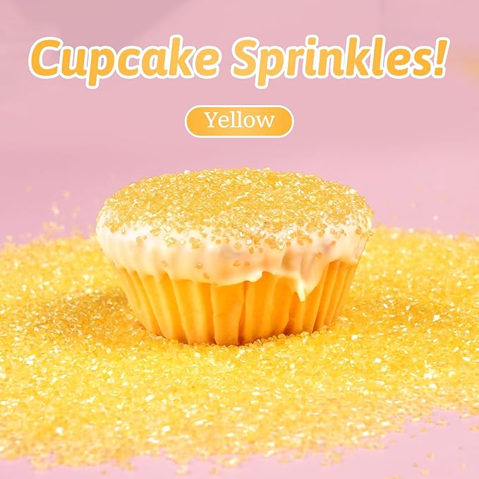 Yellow Sanding Sugar Sprinkles, Food Grade 150g, Edible Sprinkles for cupcake decorating, Cake Toppers, Sprinkles Decoration, Ice Cream, Wedding Party Valentines Halloween Christmas Supplies