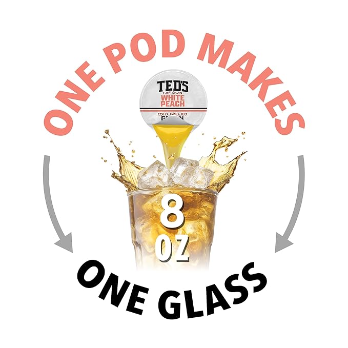Ted's Tea by Java House - Single Serve Liquid Concentrate Pods - Peel and Pour - White Peach Green Tea - Case of 48