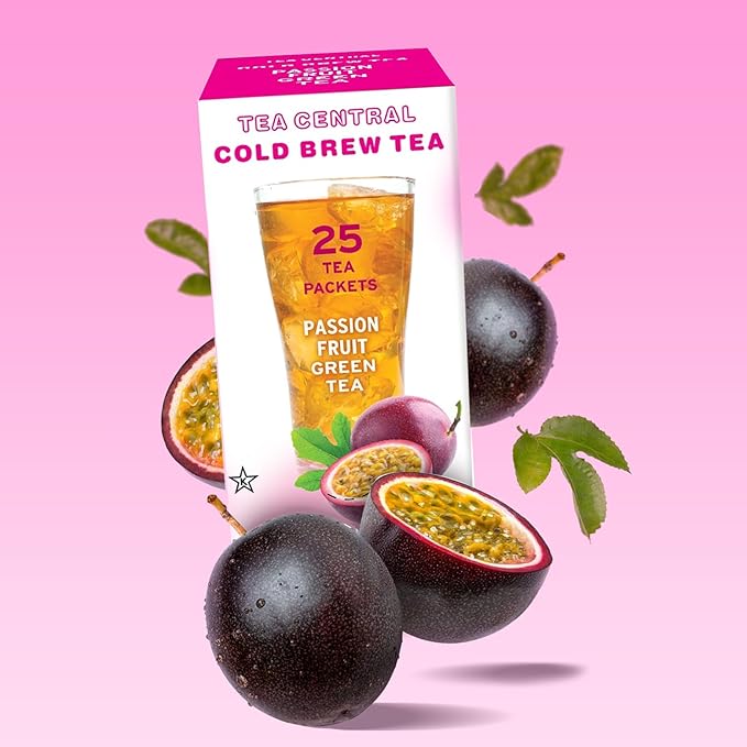 Life Plus Style Gourmet TEA CENTRAL Passion Fruit Iced Tea with Organic Ceylon Green Tea Refreshing Tea Beverages Natural Flavored Cold Brew Tea Bags Everyday Wellness Iced Drink 25 Tea Bags
