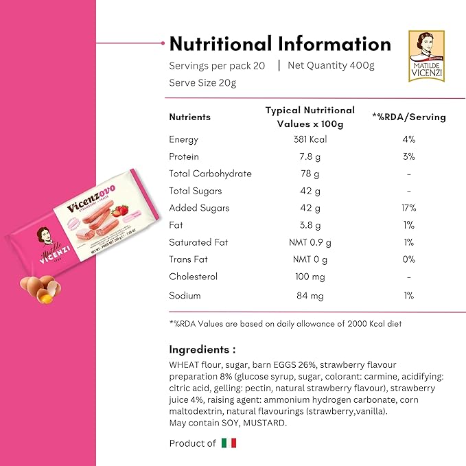 Matilde Vicenzi Vicenzovo Pink Ladyfingers 14.10oz - Italian Strawberry Biscuits, Ladyfingers Cookies for Tiramisu, Kosher Dairy Cookies, Italian Bakery Dessert 7.05 oz (200g), 2Pk