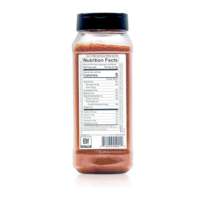Spiceology – Buffalo Wing Salt-Free Seasoning – Tangy Spice Blend of Paprika, Chili Peppers, Tomato Powder & Honey Granules – Ideal for Chicken Wings, Cauliflower, Vegetables & More – 20 oz