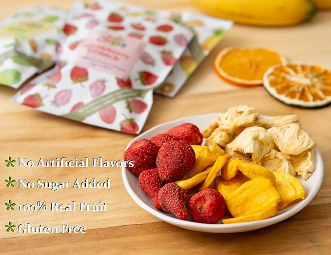 Juju-Oops Freeze-Dried Mixed Fruit 12 Bulk Packs | 1 Oz, Crunchy Healthy Snacks for Family, Holiday Gifts, Camping, Picnic, Party, Snacking with Low Calories| 100% All Natural Emergency Food, Non-GMO, No Sugar & Additives Added, Vegan, Gluten free