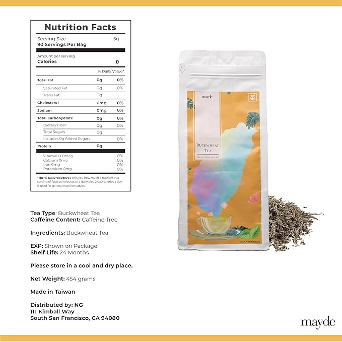 Mayde Buckwheat Loose Leaf Tea - Non-Caffeinated, Premium Taiwanese Tea, 1 lb (16 oz)