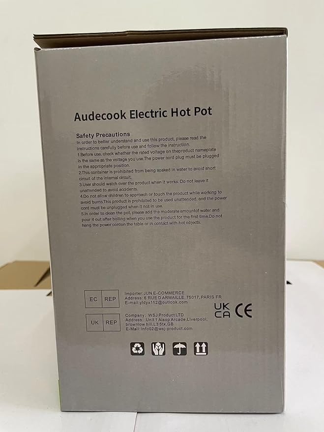 Audecook Hot Pot Electric 2L, Cermic Glaze Non-Stick Frying Pan 8 Inch, Portable Travel Cooker for Ramen/Steak/Fried Rice/Oatmeal/Soup, with Dual Power Control (Silicone Spatula Included)