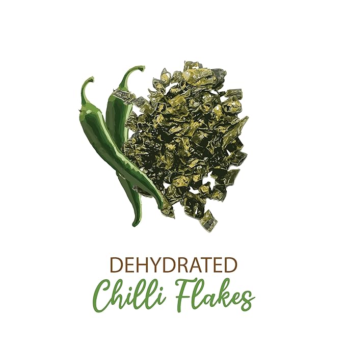 SHROOTS Dehydrated Green Chilli Flakes Pure Vegetarian Gluten-Free No Added Salt Easy Cooking Machine Essential Dried Vegetable with Natural Aroma Perfect for Seasoning & Spice Mix 1.23 oz, Pack of 1