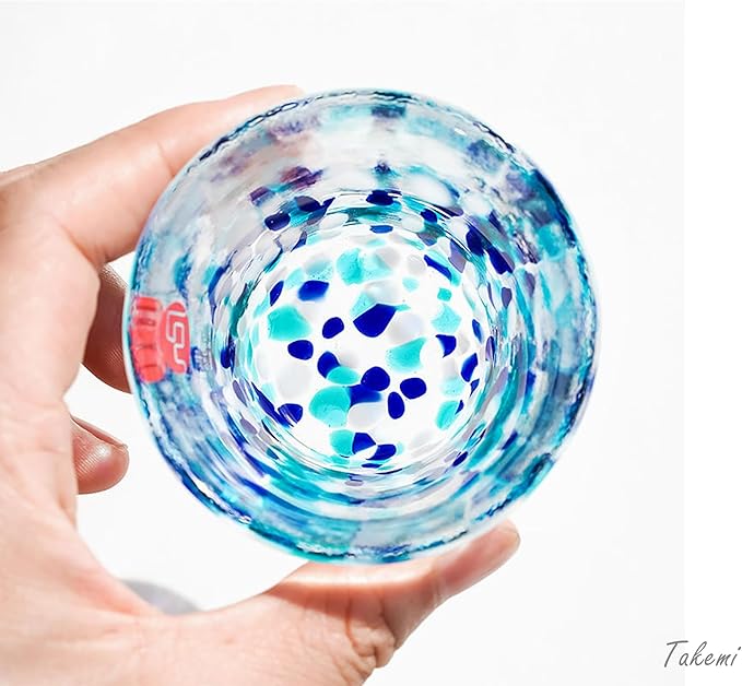 Japanese Handcrafted Sake Cups – Exquisite Artisan Glassware for Cold Sake & Shochu, Elegant Drinkware for Any Occasion, Made in Japan (Spring & Summer Dew, Sake Glass (2.5 fl oz))