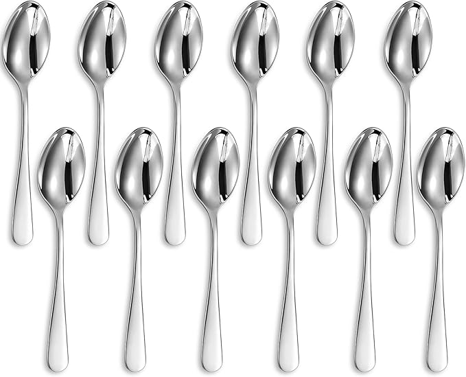 KEAWELL Premium Louise Demitasse Espresso Spoons, 18/10 Stainless Steel, 4.7-Inch Small Size, Dishwasher Safe (4.7 inches, 12)