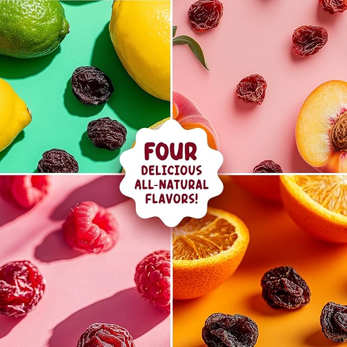 Country Spoon Real Fruit Snacks for Kids ??24 Variety Pack | Dried Tart Cherries Flavored with Orange, Raspberry, Peach & Lemon Lime | Gluten Free, Allergen Free, Non GMO, School Safe