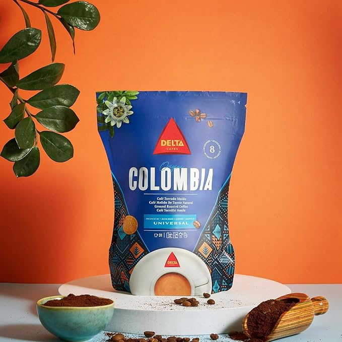Delta Colômbia Ground Coffee, Smooth and Delicious Medium Roast Coffee, Espresso Machine Compatible, Universal Grinding 7.76 Ounces, 1 Pack