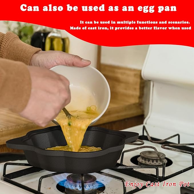 Cast Iron Saucepan & Chocolate Melting Pot, Small Sauce Pan & Tart Pan with Lid and Steamer, Garlic Roaster and Rice Pot for Baking, Grilling and Daily Cooking, Heavy Duty Multi-Functional Pot