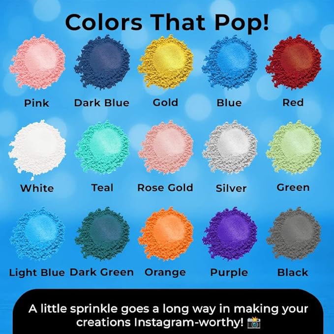 Bulk (20g) Blue Luster Dust Edible Glitter for Cocktails | Premium Edible Blue Luster Dust for Cake Decorations - Edible Glitter for Drinks Cupcakes Cookies Cakes Food Paint