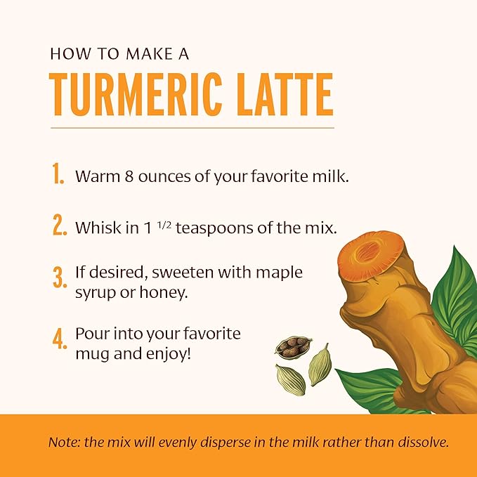 Banyan Botanicals Turmeric Milk ??Organic Turmeric Latte Mix with Ashwagandha & Cardamom ??Instant Caffeine Free Golden Milk with Maple Sugar ??4.3 oz, 26 servings ?“Non GMO Sustainably Sourced Vegan