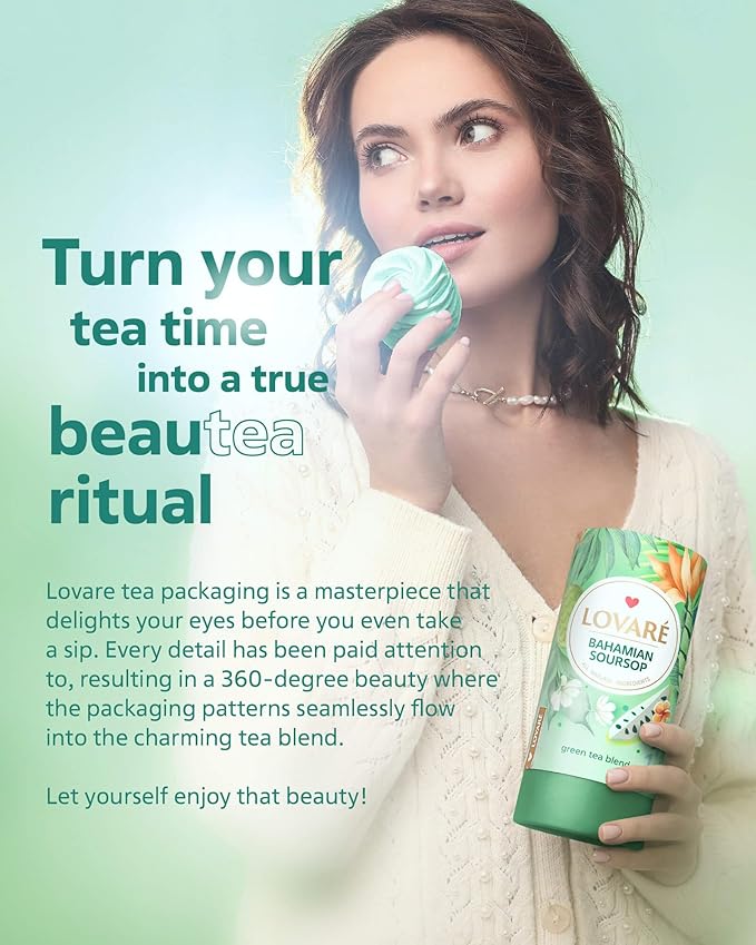 LOVARE Loose Leaf Tea 80 g - Made in Ukraine - Assorted Tea - 1001 Night, Passion Fruit, Sparkling Splashes, Bahamian Soursop - Gift Box with 60 Paper Filters ??Easy to Brew Flavored tea