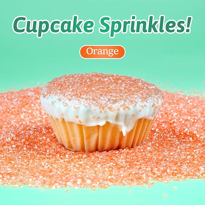 Orange Sanding Sugar Sprinkles, Food Grade 150g, Edible Sprinkles for cupcake decorating, Cake Toppers, Sprinkles Decoration, Ice Cream, Wedding Party Valentines Halloween Christmas Supplies