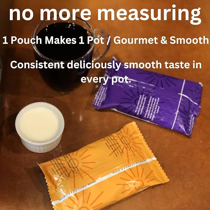 Sarasota Coffee Ground Packets | Gourmet Flavored Medium Roast Bulk Coffee Packs | Jamaican Me Crazy | Low Acid Mold Free Singles Individual Pouches for 12 Cup | 1.5 Ounce Bags, 42 Count